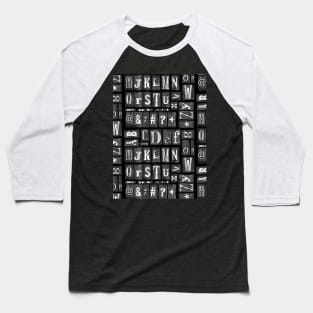 Print Block Alphabet in black and white Baseball T-Shirt